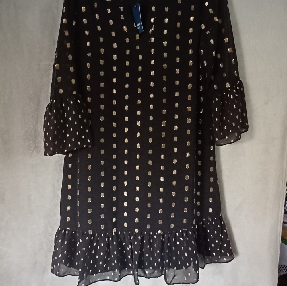 Crown & Ivy Fashion Black Metallic Diamond Highland Women's Dress Size S